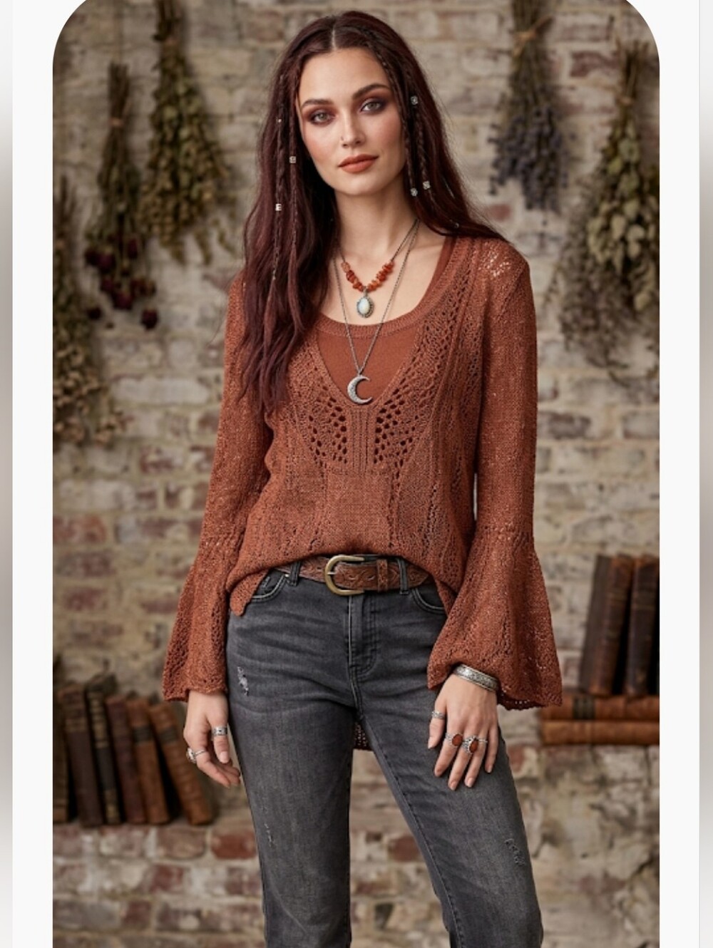 Chico's 2 Layered Pullover Tunic Sweater L Copper Brown #90s #whimsigoth #5300